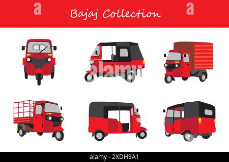 bajaj collection. bajaj in different poses. Vector illustration. Stock Vector