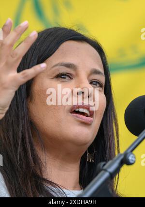Liz Bonnin - nature TV presenter - speaking in Parliament Square at the ...