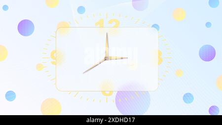 Clock glassmorphism effect. 3d style rectangle timer Gold clock face and hands on white blue background for mobile app design. Business icon. Modern Stock Vector