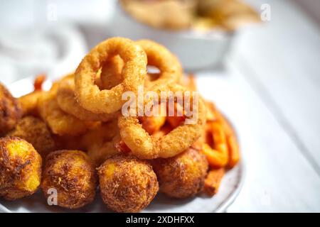 Fast food products fried, selective focus Stock Photo