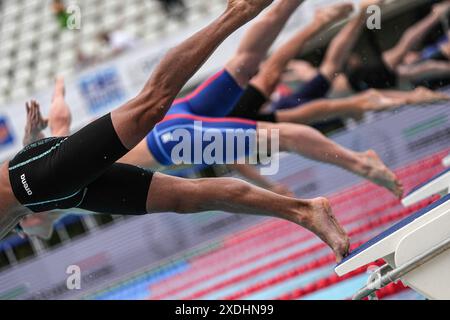 Roma, Italia. 23rd June, 2024. start during the 60 th Trofeo Settecolli at Foro Italico in Rome, Italy Sunday, June 23, 2024. Sport - swimming . (Photo by Gian Mattia D'Alberto/LaPresse) Credit: LaPresse/Alamy Live News Stock Photo