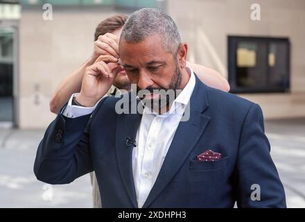 London, UK. 23rd June, 2024. Image © Licensed to Parsons Media. 23/06/2024. London, United Kingdom. James Cleverly at the BBC. Picture by Martyn Wheatley/Parsons Media Home Secretary James Cleverly performs media interviews at BBC New Broadcasting House following appearance on the Sunday With Laura Kuenssberg show. Credit: andrew parsons/Alamy Live News Stock Photo