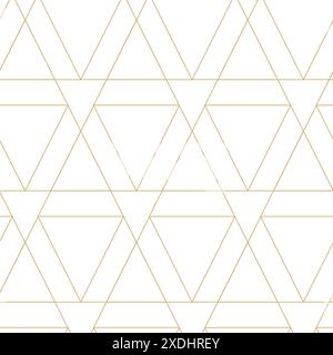 Abstract geometric pattern with triangle, lines and stripes on white background. A seamless vector background. Graphic modern pattern. White and gold Stock Photo