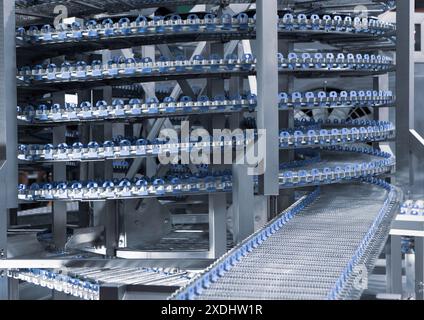 Conveyor belt system in food industry production line. Stock Photo