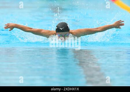 Roma, Italy. 23rd June, 2024. Airi Mitsui of Japan competes in the 200m Butterfly Women Heats during the 60th Settecolli swimming meeting at stadio del Nuoto in Rome (Italy), June 23, 2024. Credit: Insidefoto di andrea staccioli/Alamy Live News Stock Photo