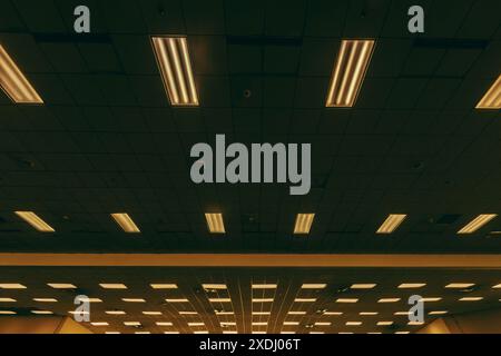 Yellow lights with dark building ,architecture concept Stock Photo