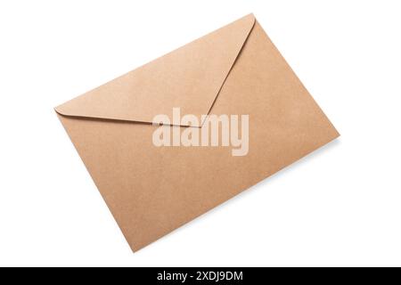 Sealed brown craft paper envelope isolated on white background Stock Photo