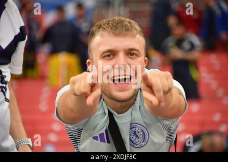 Stuttgart, Germany, 23rd Jun, 2024. Scotland supporters at the match between Scotland Hungary at the Stuttgart arena, at EURO 2024 Stuttgart, Germany. Photo credit: Paul Blake/Alamy Sports News Stock Photo