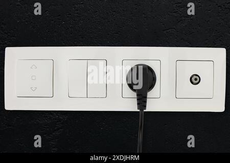 White Wall Socket with Plug Stock Photo