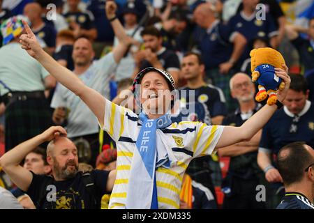 Stuttgart, Germany, 23rd Jun, 2024. Scotland supporters at the match between Scotland Hungary at the Stuttgart arena, at EURO 2024 Stuttgart, Germany. Photo credit: Paul Blake/Alamy Sports News Stock Photo