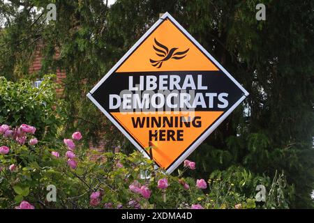 Liberal Democrats Party placard for the July 2024 election in Ditchling, Sussex Stock Photo