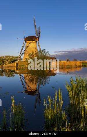 Traditional Dutch windmills in Kinderdijk - Unesco site, The Netherlands Stock Photo