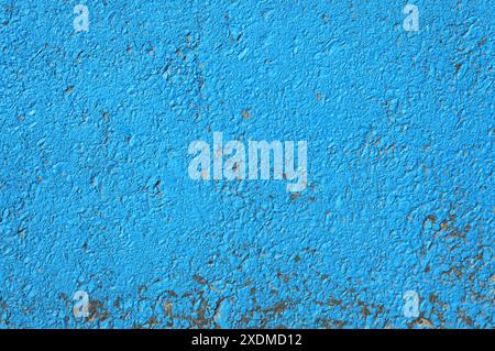 Blue concrete wall, texture, background. Old textured wall, painted in blue. Surface of concrete slab or supporting wall. Blue cement backdrop Stock Photo