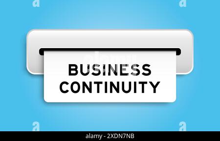 White coupon banner with word business continuity from machine on blue color background Stock Vector