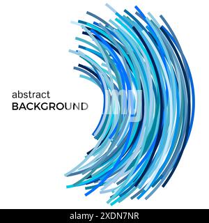Abstract background with blue colorful curved lines in a chaotic order. Colored lines with place for your text  on a white background. Stock Vector