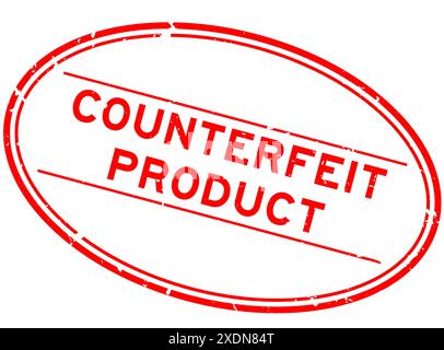 Grunge red counterfeit product word oval rubber seal stamp on white background Stock Vector