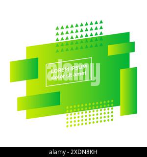Geometric green abstract badge. Modern graphic element. Trendy dynamical gradient minimal design. Vector illustration Stock Vector