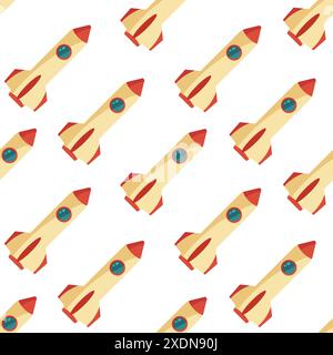 Seamless pattern with space rocket. Vector illustration. Stock Vector
