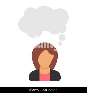 Monologue. Businesswoman says.Woman in business suit with speech bubble. People icon in flat style. Vector illustration Stock Vector