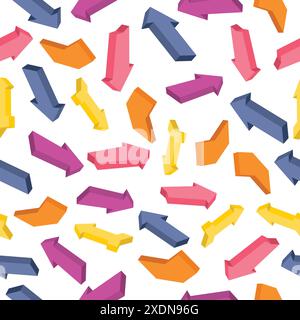 Seamless pattern with colorful isometric arrows. Vector illustration Stock Vector