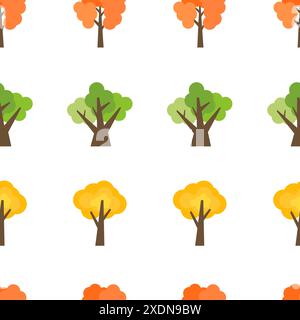 Seamless pattern from autumn trees. Autumn forest background. Vector illustration Stock Vector