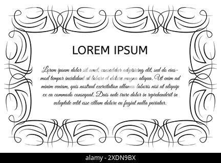 Decorative vintage horizontal frame with the place for your text in center. Vintage ornament greeting card template. Vector illustration. Stock Vector