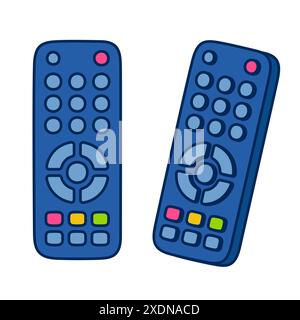 TV remote control drawing in simple hand drawn cartoon style. Cute vector illustration. Stock Vector