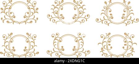 Flourish golden monogram circle frames Stock Vector