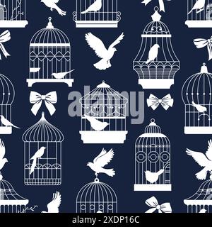Birdcages with Bows Pattern Vector Stock Vector
