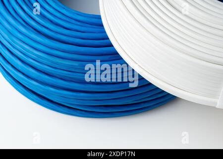 Spools of Electrical Wire on White Background Stock Photo