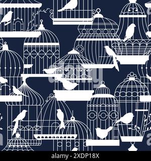 Birdcages Seamless Pattern Vector illustration Stock Vector