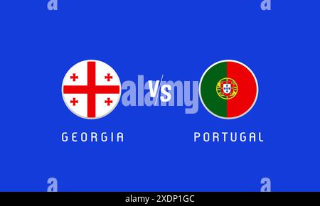 Georgia vs Portugal group stage flag round emblem concept. Vector background with Georgian and Portuguese flags for soccer championship Stock Vector