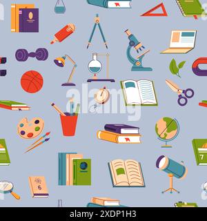Educational Supplies Seamless Pattern Vector Stock Vector