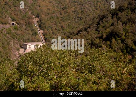 Hydro electiric power station, Gorges du Doux, Scenic railway, Chemin de Fer du Vivarais, Ardeche, France Stock Photo