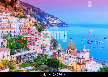 Positano, Amalfi Coast, Italy. Sunset Stock Photo - Alamy