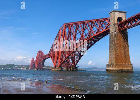 The Forth Bridge in Scotland across the Firth of Forth river estuary, United Kingdom. Cantilever railway bridge from 1890. Stock Photo