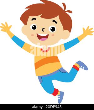 A child jumping with smile Stock Vector