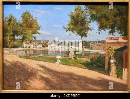 Henri Rouart (Paris, 1833-1912), La Terrasse au bord de la Seine à Melun, 1874, Exhibition at the museum, Paris 1874 Inventing impressionism, Musée d' Stock Photo