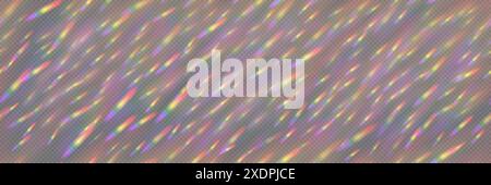 Rainbow starburst of reflections and highlights from a prism and glass on a transparent bg as a seamless pattern. Colorful vector background Stock Vector