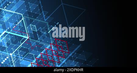 Isometric big data processing concept, cloud database. Abstract technology background. Vector illustration Stock Vector