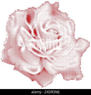 Halftone rose. Dots texture. Contemporary style, collage element. Vector illustration Stock Vector