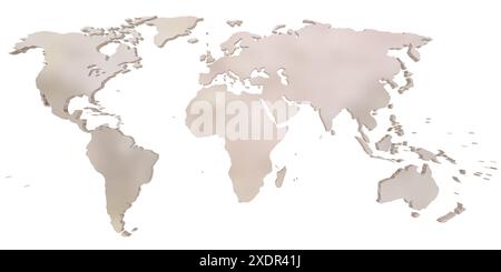 World map isolated on white transparent, 3d render Stock Photo