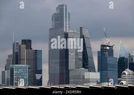 A view across the Thames of the tower blocks the City of London’s financial district. City of London, London, UK.  12 Jun 2024 Stock Photo