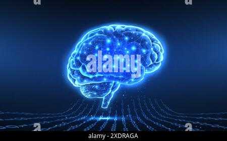 Digital brain illustration concept. Artificial intelligence, Brain science, Nervous system Stock Vector