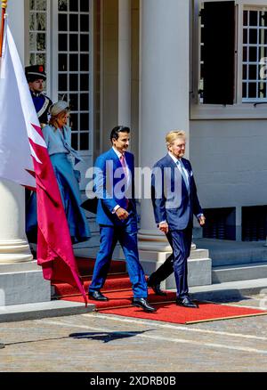 The Hague, 15-06-2024 King Willem Alexander, Queen Maxima of The Netherlands and HH Sjeik Tamim bin Hamad Al Thani, Emir of Qatar POINT THE VUE OUT Credit: dpa picture alliance/Alamy Live News Stock Photo