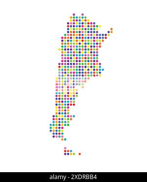 Abstract map of Argentina showing the area of the country with a pattern of colorful circles Stock Vector