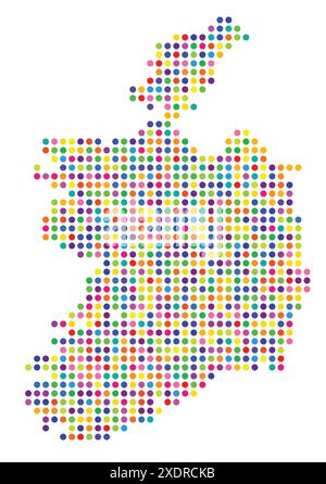 Abstract map of Ireland showing the area of the country with a pattern of colorful circles Stock Vector