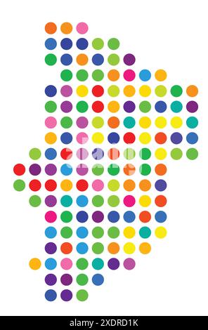 Abstract map of Chad showing the area of the country with a pattern of colorful circles Stock Vector