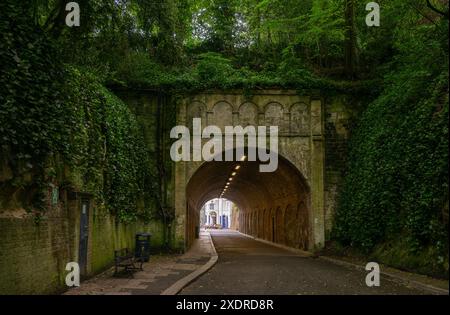 Reigate, Surrey, UK: Reigate Tunnel, a former road tunnel constructed in 1823 and the oldest in the UK. View from north. Stock Photo