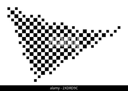 Abstract map of Siachen Glacier showing the country with a pattern of black and white squares like a chessboard Stock Vector